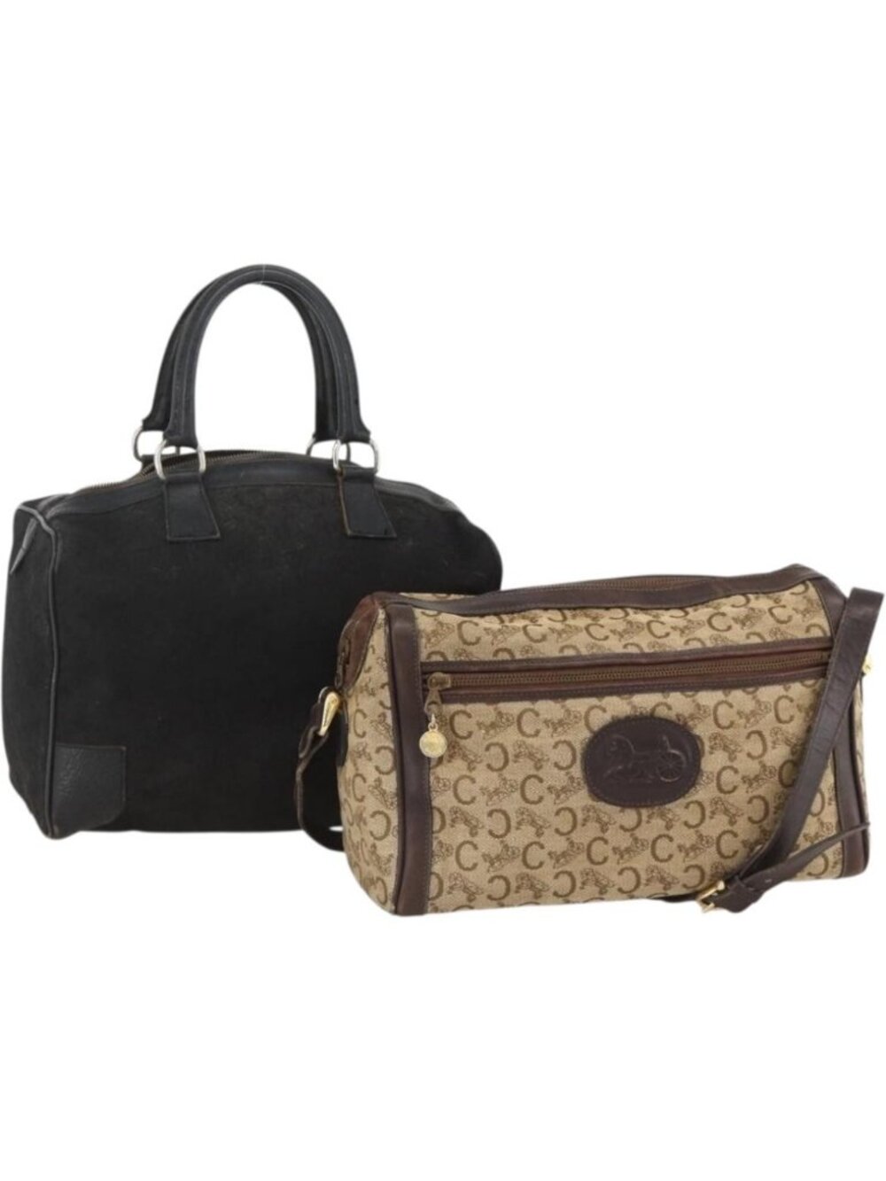 CELINE C Sulky Shoulder Bag 2 Set Black Beige